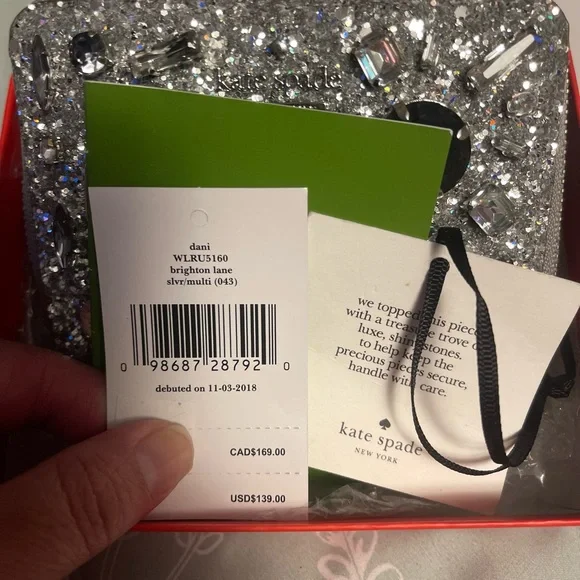 Kate spade rare beautiful Dani Brighton Lane silver multi gem glass wallet. - Picture 4 of 16